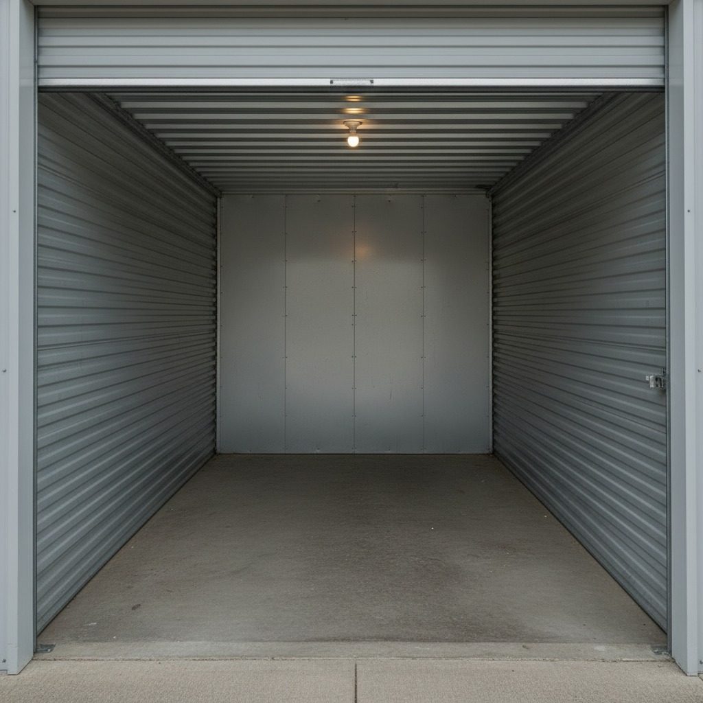Boise commercial storage bay cleared and swept clean after junk removal